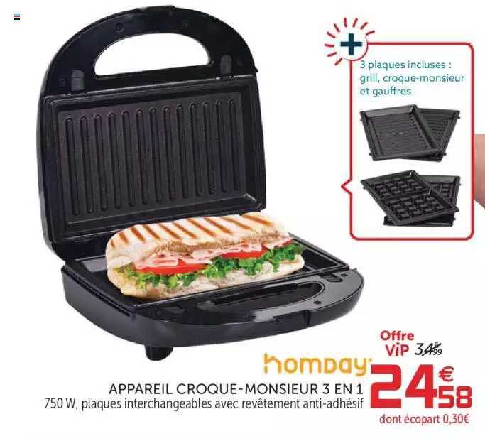 homday appareil croque-monsieur 3en1