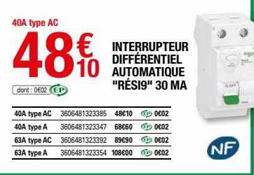interrupteur différentiel automatique "rési9" 30 ma