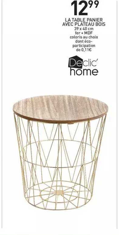 la table panier avec plateau bois declic' home