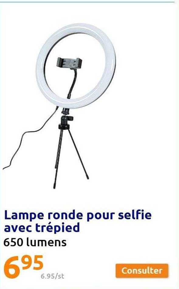 lampe ronde pour selfie avec trépied