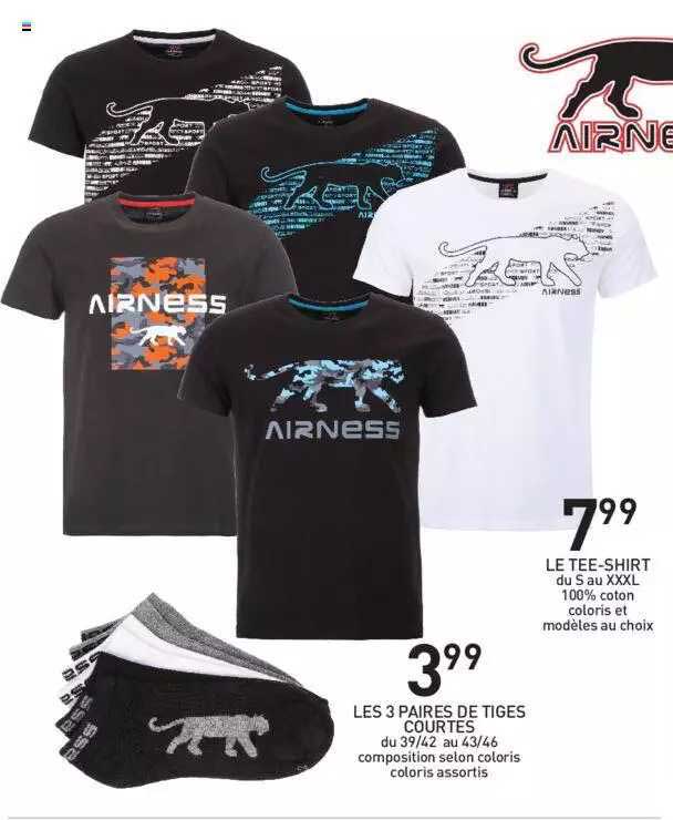 le tee-shirt, les 3 paires de tiges courtes airness