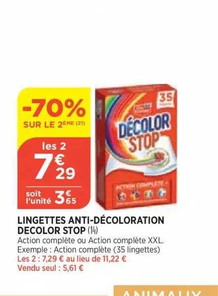 lingettes anti-décoloration décolor stop