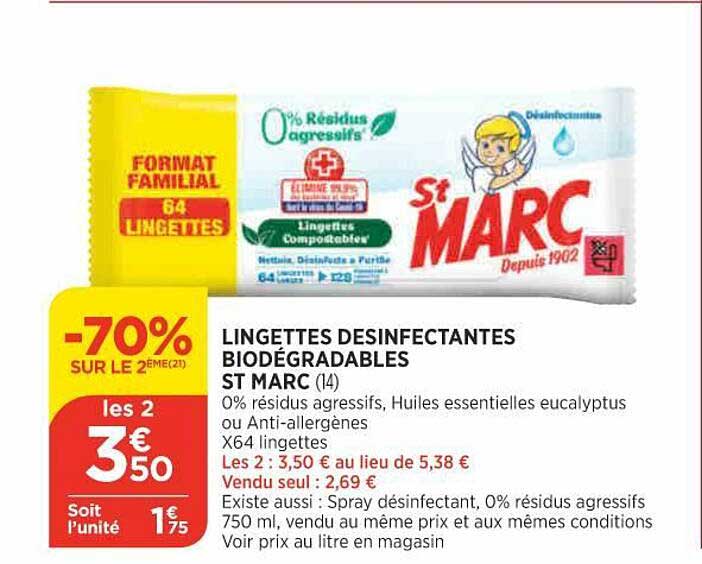 lingettes désinfectantes biodégradables st marc