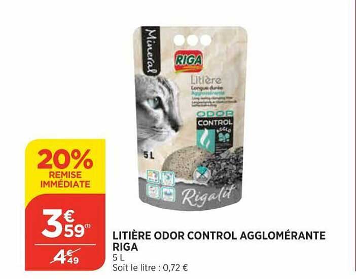 litière odor control agglomérante riga