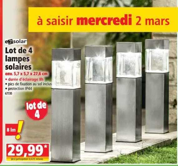 lot de 4 lampes solaires ezsolar
