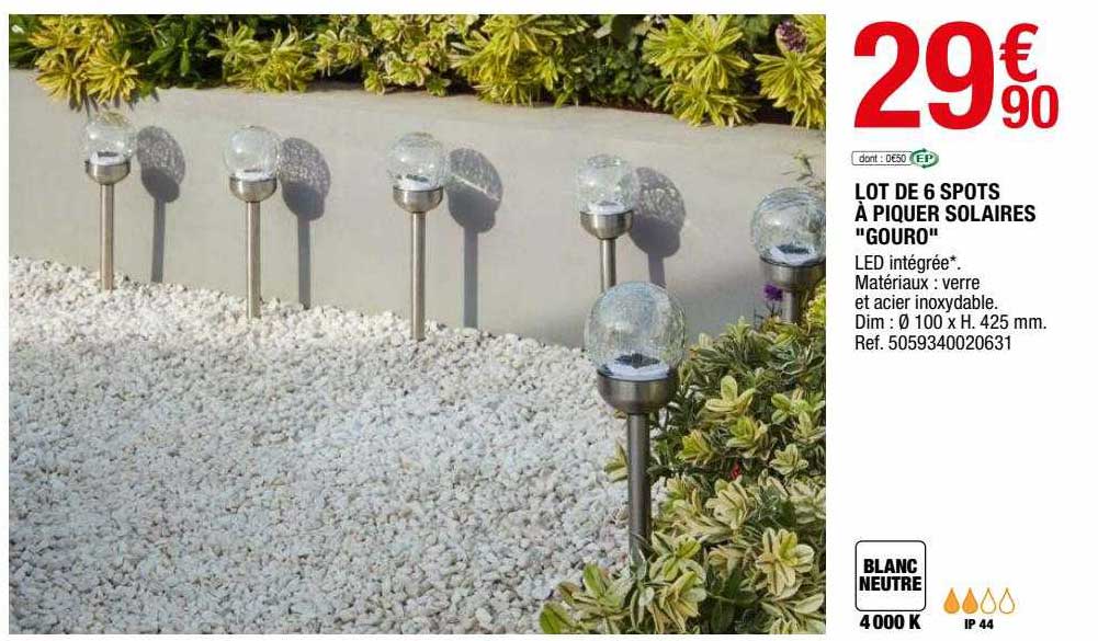 lot de 6 spots à piquer solaires "gouro"