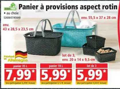 panier à provisions aspect rotin toptex