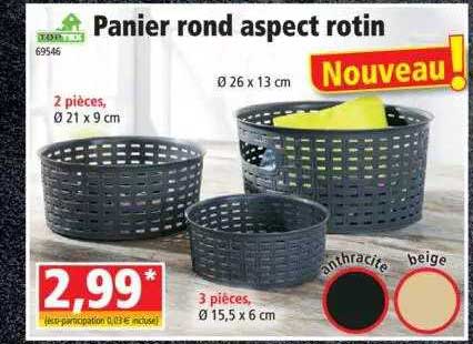 Panier Rond Aspect Rotin Toptex