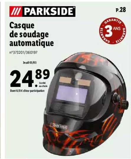 parkside casque de soudage automatique