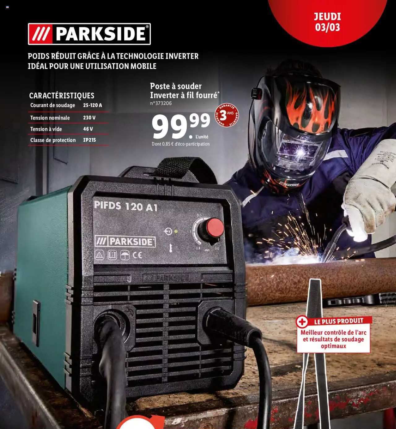 parkside poste à souder inverter à fil fourré