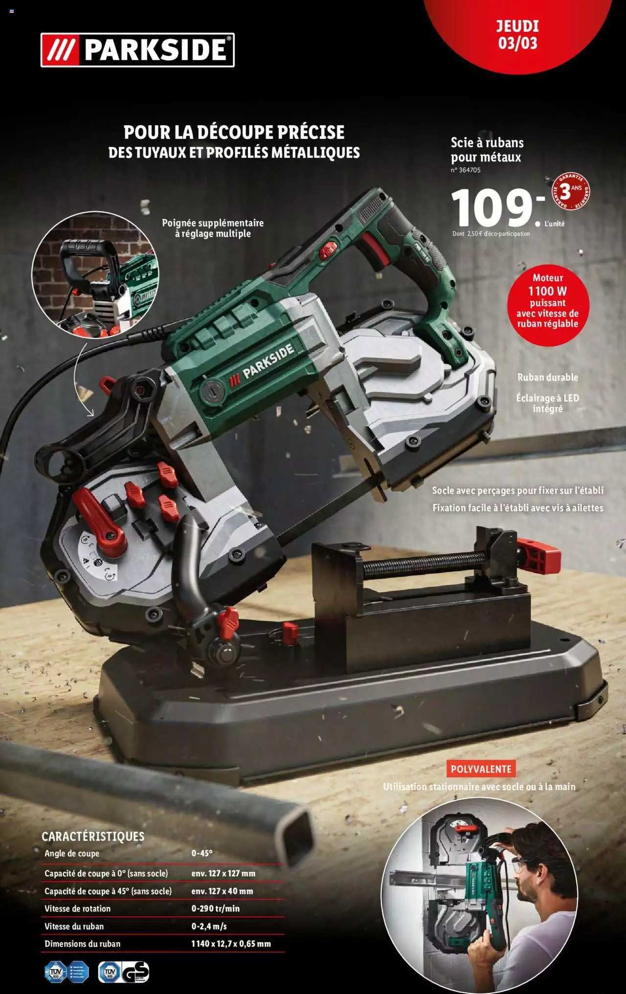 parkside scie à ruban pour métaux