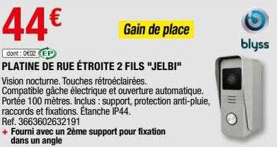 platine de rue étroite 2 fils "jelbi" blyss