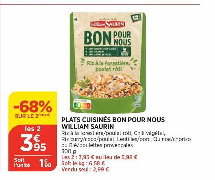 plats cuisinés bon pour nous william saurin