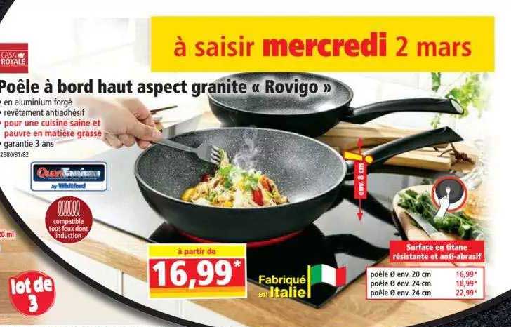 poêle à bord haut aspect granite "rovigo" casa royale