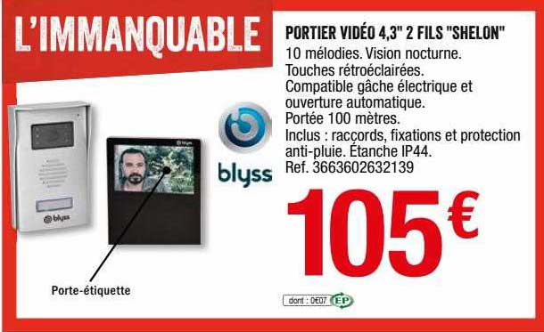 portier vidéo 4,3" 2 fils "shelon" blyss