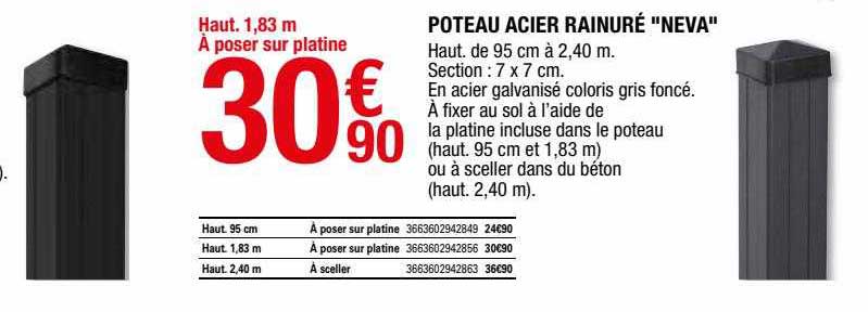 poteau acier rainuré "neva"