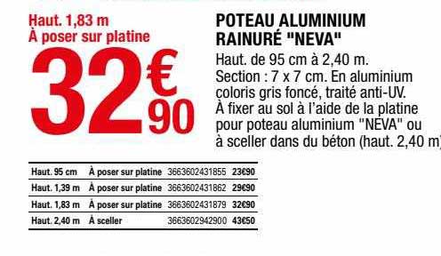 poteau aluminium rainuré "neva"