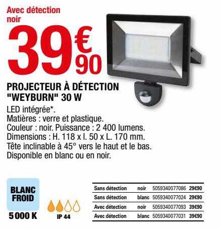 projecteur à détection "weyburn" 30w
