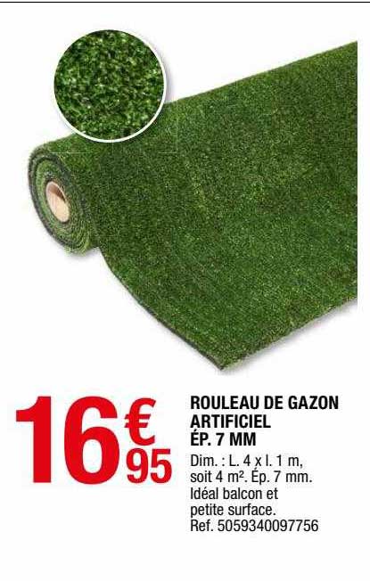 rouleau de gazon artificiel ép. 7 mm