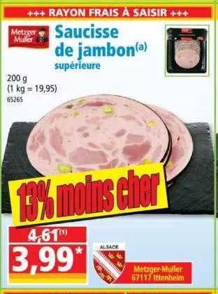 saucisse de jambon supérieure metzger müller