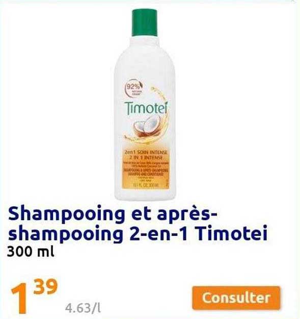 shampooing et après-shampooing 2-en-1 timotei