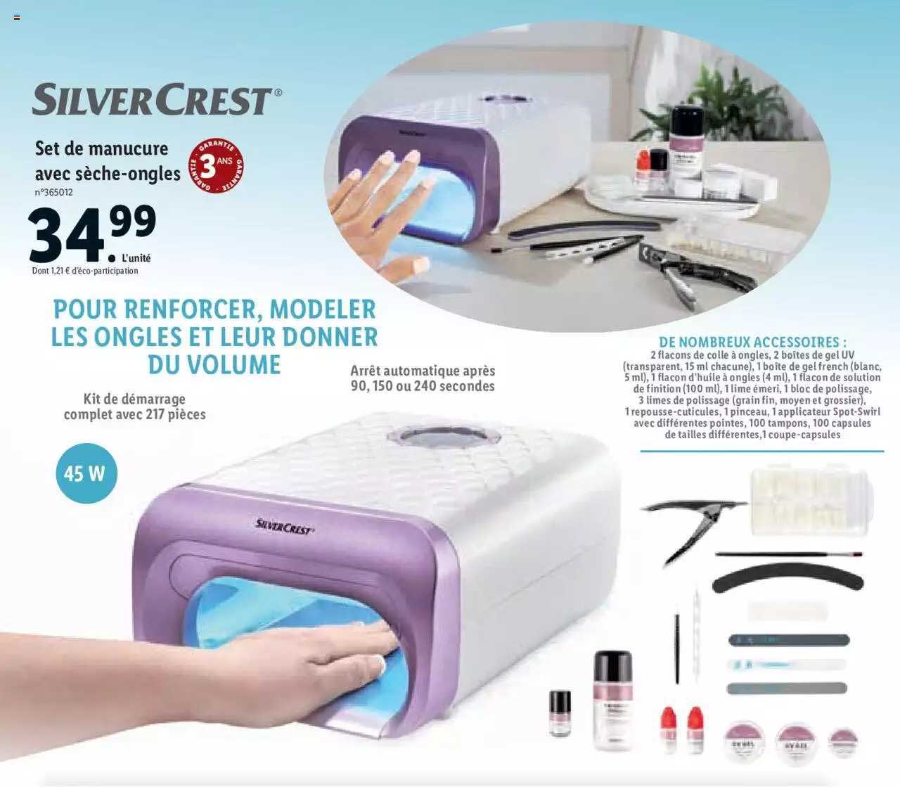 silvercrest set de manicure avec sèche-ongles
