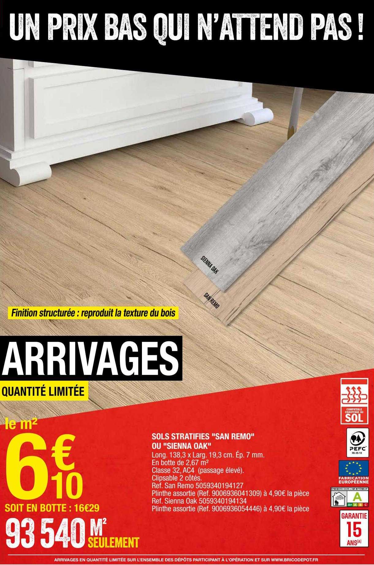 sols stratifiés "san remo" ou "sienna oak"