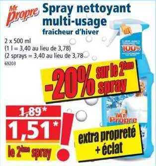 spray nettoyant multi-usages fraîcheur d'hiver mr propre