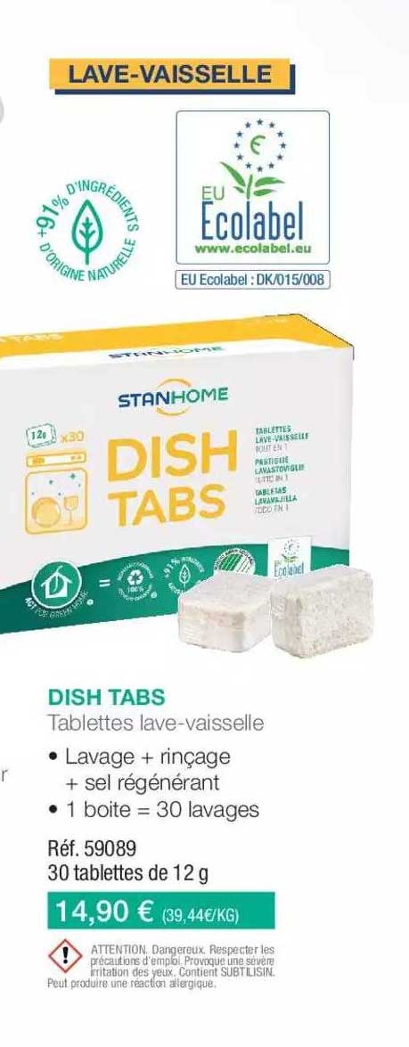 stanhome dish tabs tablettes lave-vaisselle