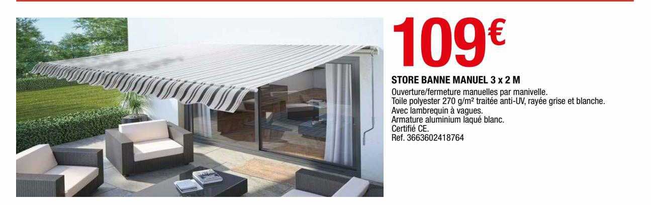 store banne manuel 3 x 2 m