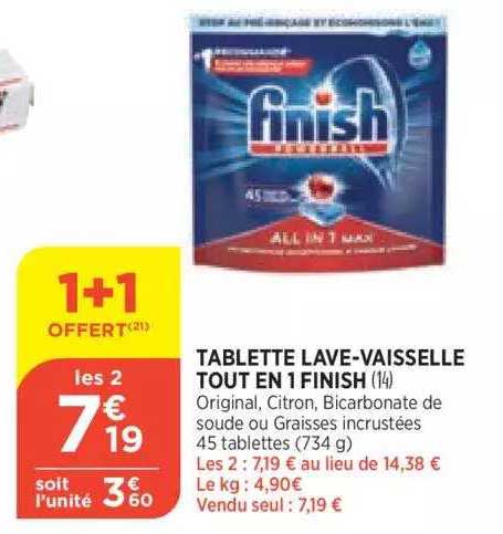 tablette lave-vaisselle tout en 1 finish
