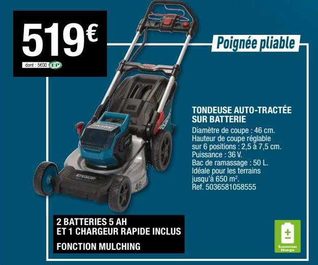 tondeuse auto-tractée sur batterie