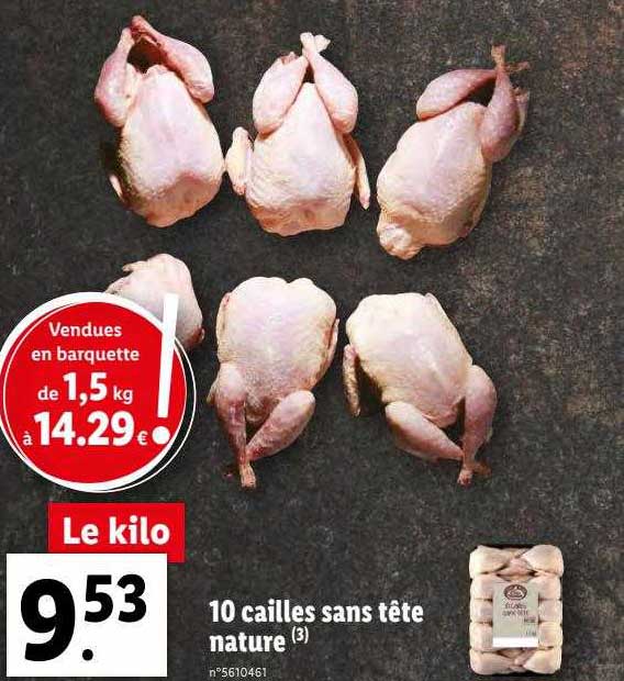 10 Cailles Sans Tête Nature