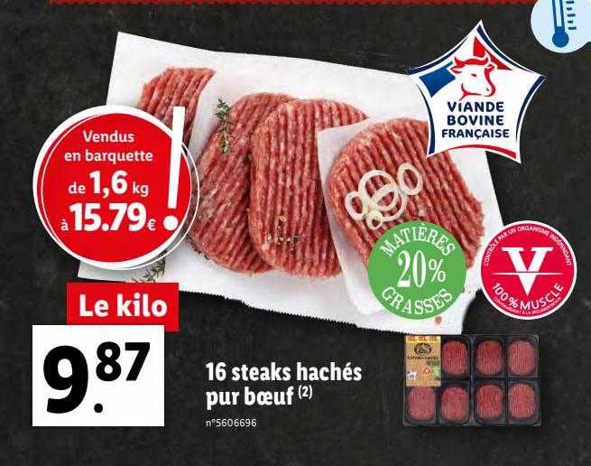 16 Steaks Hachés Pur Bœuf
