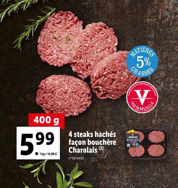 4 steaks hachés façon bouchère charolais