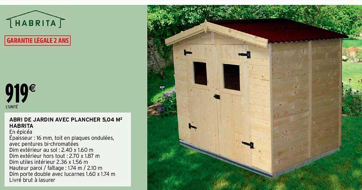 Abri De Jardin Avec Plancher 5,04 M² Habrita