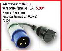 adaptateur mâle cee vers prise femelle 16a