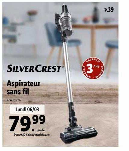 aspirateur sans fil silver crest