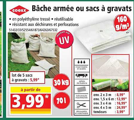 bâche armée ou sacs à gravats cogex