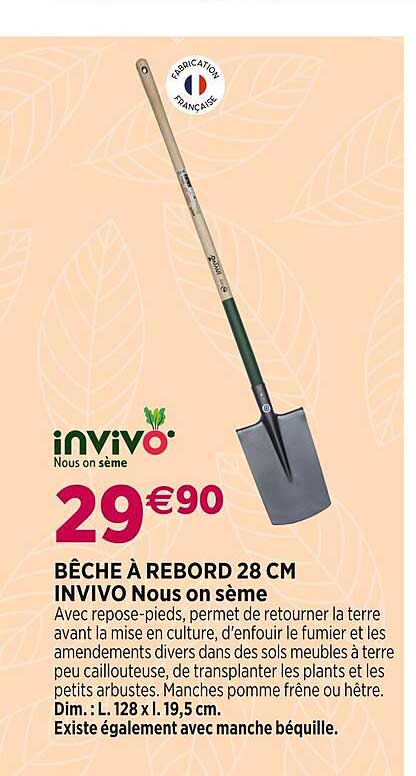 bêche à rebord 28 cm invivo nous on sème