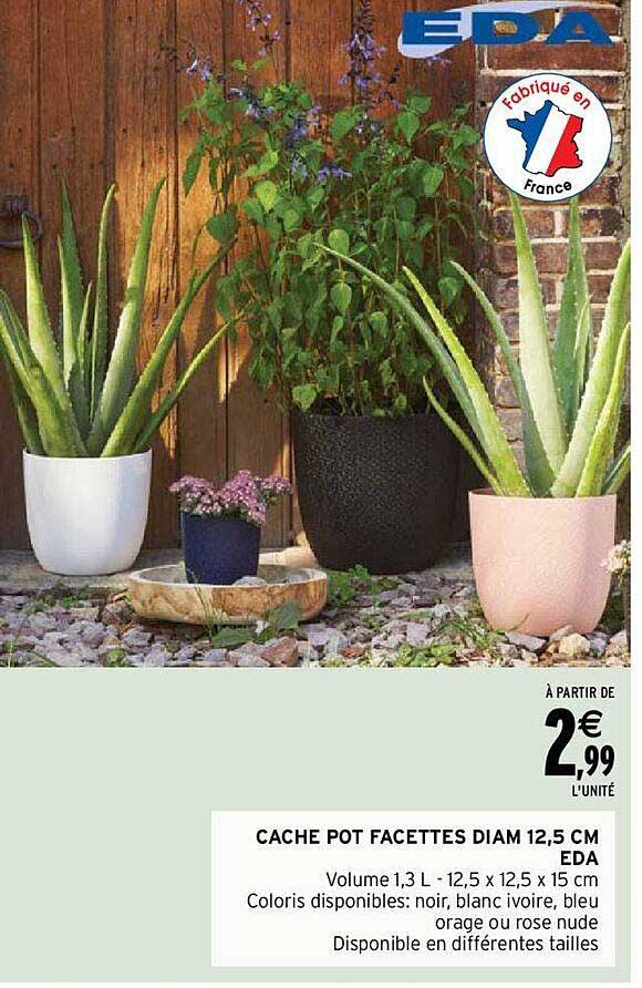 cache pot facettes diam 12,5 cm eda