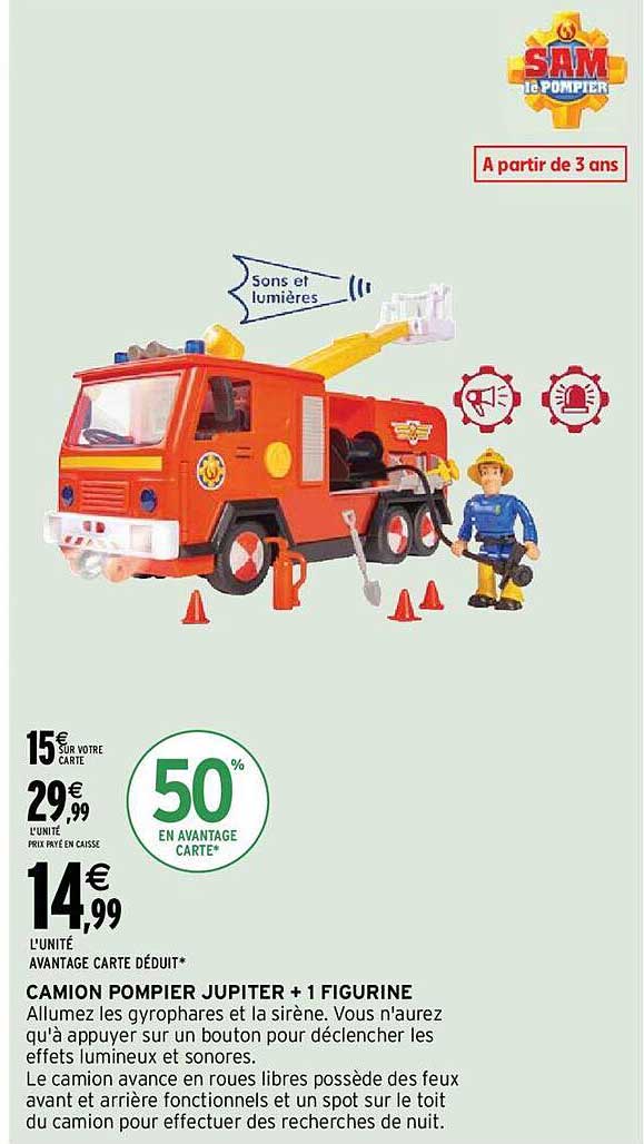 camion pompier jupiter + 1 figurine sam le pompier