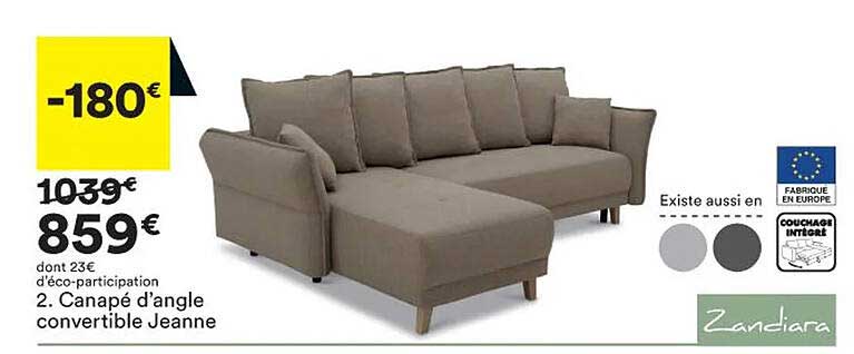 canapé d'angle convertible jeanne