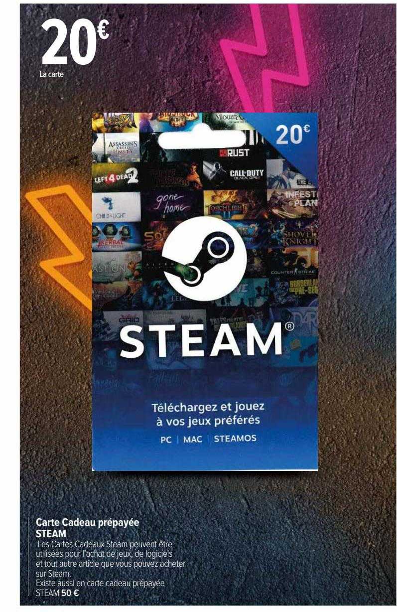 carte cadeau prépayée steam