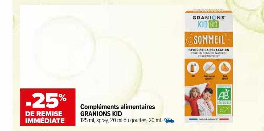 compléments alimentaires granions kids -25% de remise immédiate