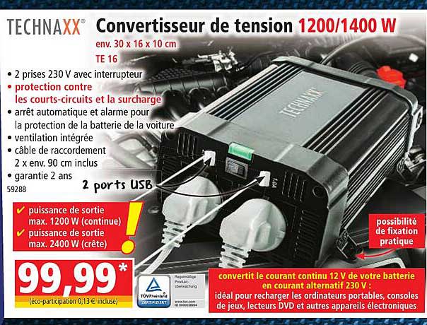 Convertisseur De Tension 1200-1400 W Technaxx