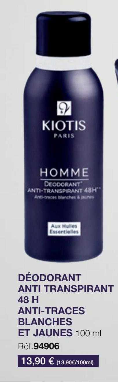 déodorant anti transpirant 48 h anti-traces blanches et jaunes