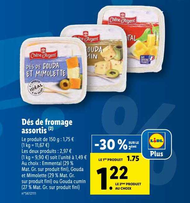 dés de fromage assortis chêne d'argent