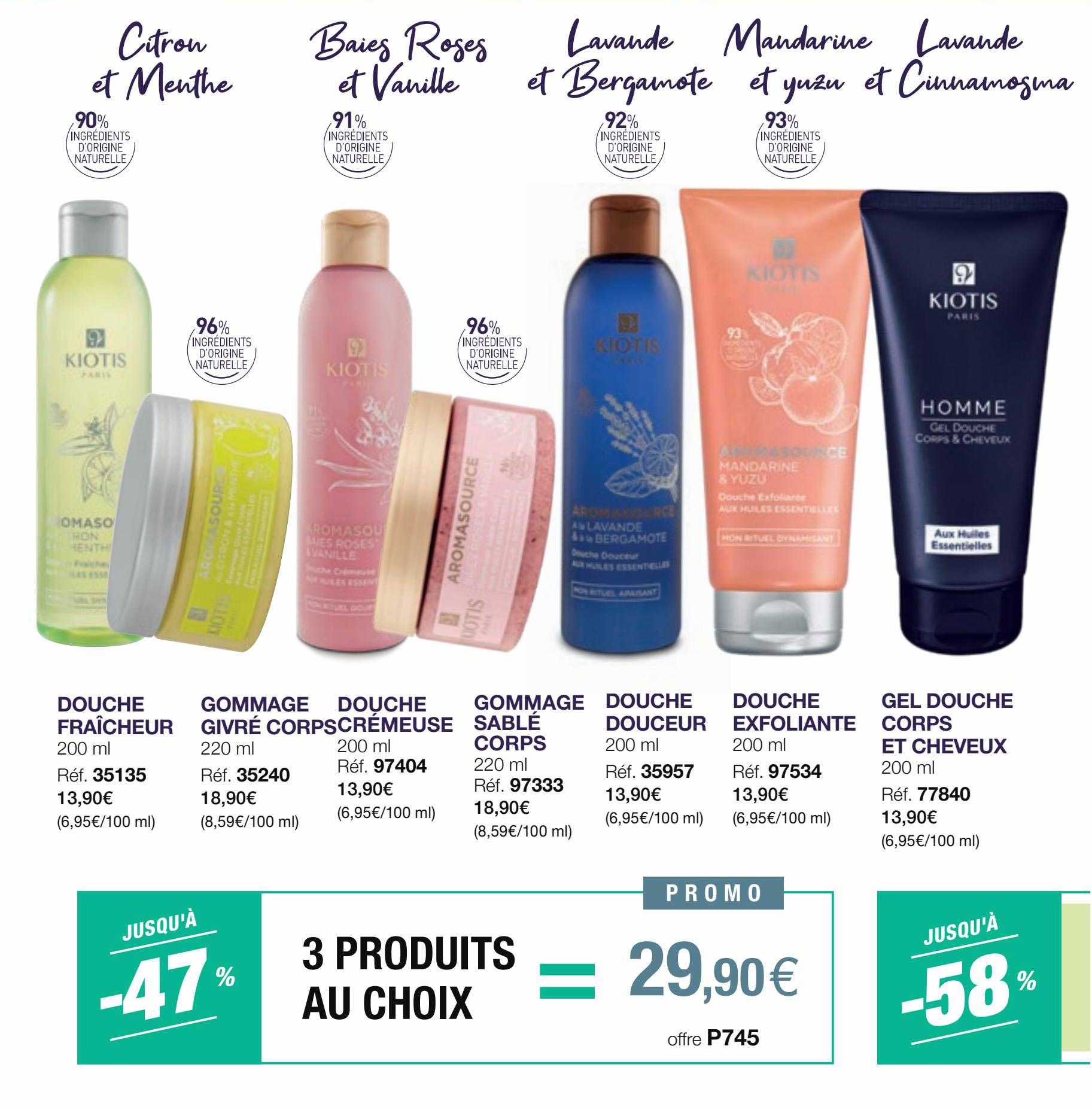 douche fraîcheur, gommage givré corps, douche crémeuse, gommage sablé corps, douche douceur, douche exfoliante, gel douche corps et cheveux