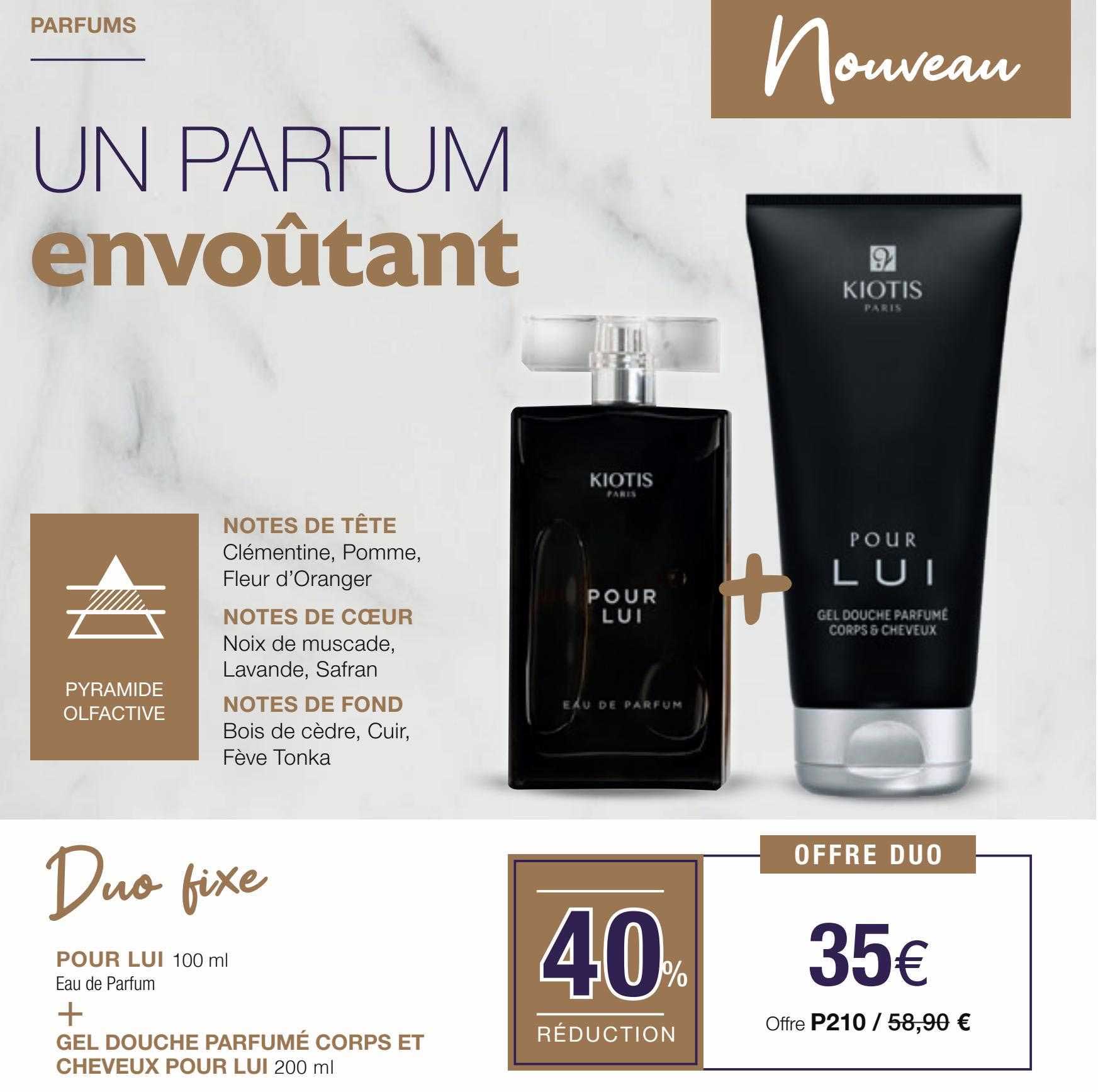 eau de parfum pour lui + gel douche parfumé corps et cheveux pour lui